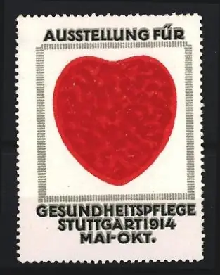 Reklamemarke Stuttgart, Ausstellung für Gesundheitspflege 1914, Rotes Herz
