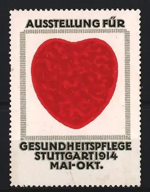 Reklamemarke Stuttgart, Ausstellung für Gesundheitspflege 1914, rotes Herz