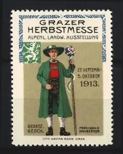 Reklamemarke Graz, Grazer Herbstmesse 1913, Trachtenfigur
