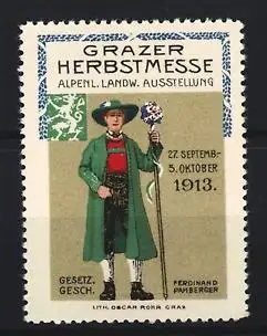 Reklamemarke Graz, Grazer Herbstmesse 1913, Trachtenträger