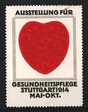 Reklamemarke Stuttgart, Ausstellung für Gesundheitspflege 1914, rotes Herz