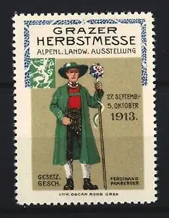 Reklamemarke Graz, Grazer Herbstmesse 1913, Trachtenträger