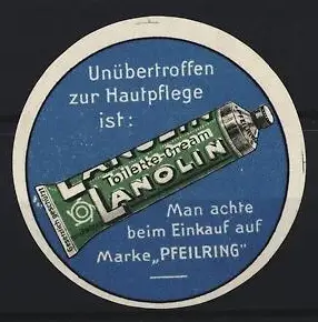 Reklamemarke Lanolin, Toilette-Cream, Pflegecreme-Tube