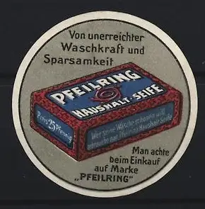 Reklamemarke Pfeilring, Haushalt-Seife, Seifenpackung