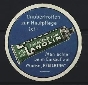 Reklamemarke Lanolin, Toilette-Cream, Cremetube