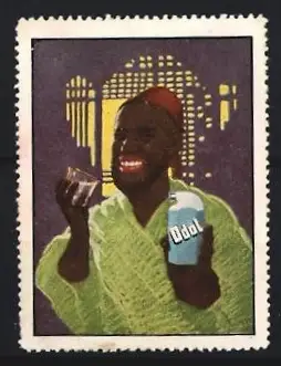 Reklamemarke Odol, Mundwasser, Lächelnder Mann mit Flasche