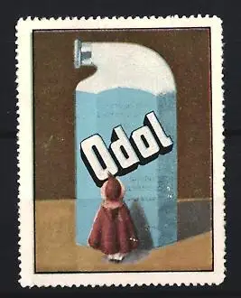 Reklamemarke Odol, Zahn- und Mundpflegemittel, Flasche und Figur