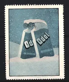 Reklamemarke Odol, Zahn- und Mundpflege, Flaschen im Schnee