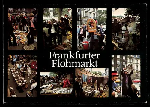 AK Frankfurt-Niederrad, Verschiedene Szenen vom Frankfurter Flohmarkt