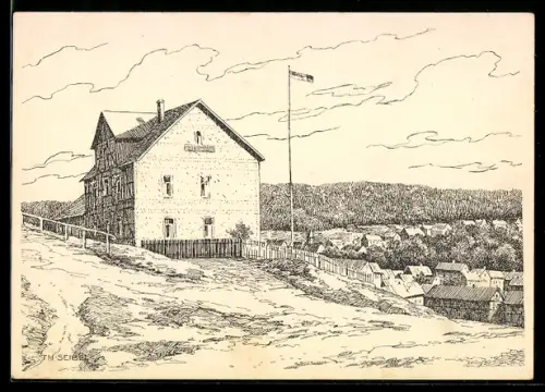 Künstler-AK Bad Endbach, Landheim der Klinger-Oberrealschule, Gesamtansicht