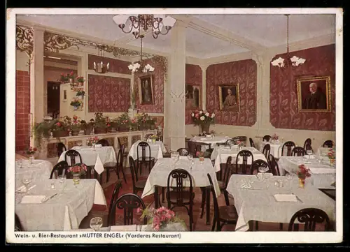 AK Wiesbaden, Vorderes Restaurant des Wein- u. Bier-Restaurants Mutter Engel