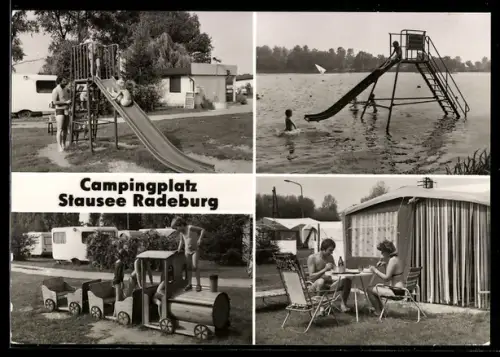 AK Radeburg, Campingplatz Stausee Radeburg, Spielplatz, Wasserrutsche