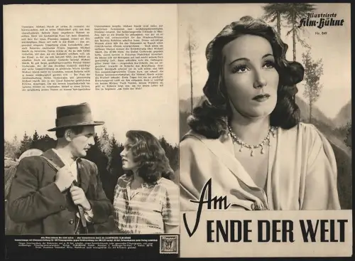 Filmprogramm IFB Nr. 849, Am Ende der Welt, Brigitte Horney, Attila Hörbiger, Regie: Gustav Ucicky