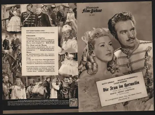 Filmprogramm IFB Nr. 819, Die Frau im Hermelin, Betty Grable, Douglas Fairbanks Jr., Cesar Romero, Regie: Ernst Lubitsch