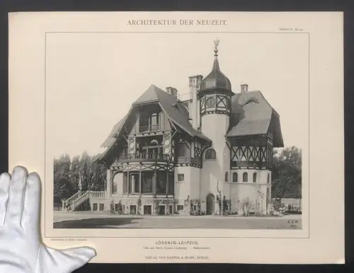 Fotografie Lichtdruck Kanter & Mohr, Berlin, Ansicht Leipzig-Lössnig, Villa des Herrns Konsul Limburger, Seitenansicht