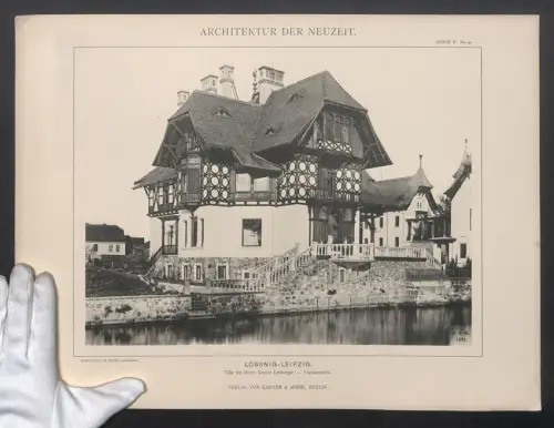 Fotografie Lichtdruck Kanter & Mohr, Berlin, Ansicht Leipzig-Lössnig, Villa des Herrns Konsul Limburger, Vorderansicht