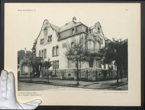 Fotografie Lichtdruck Friedr. Wolfrum, Wien, Ansicht Karlsruhe, Villa in der Stabelstrasse 2, Arch. Curjel & Moser