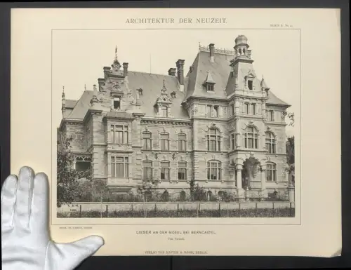 Fotografie Lichtdruck Kanter & Mohr, Berlin, Ansicht Lieser an der Mosel, Villa Puricelli, Arch. Heinr. Th. Schmidt
