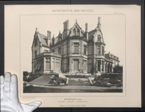 Fotografie Lichtdruck Kanter & Mohr, Berlin, Ansicht Frankfurt /Main, Villa Neufville am Schaumainkai 53, Gartenansicht