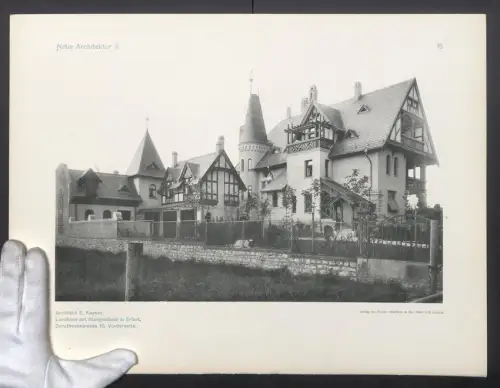 Fotografie Lichtdruck Friedr. Wolfrum, Wien, Ansicht Erfurt, Landhaus mit Stallgebäude in der Dorotheenstrasse 10