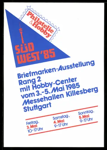 AK Stuttgart, Briefmarken-Ausstellung mit Hobby-Center 1985, Messehalle Killesberg