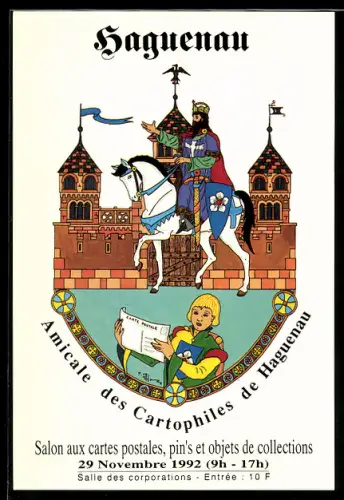 AK Haguenau, Amicale des Cartophiles de Haguenau, 1992, Salox aux cartes postales, oin`s et objets de collections