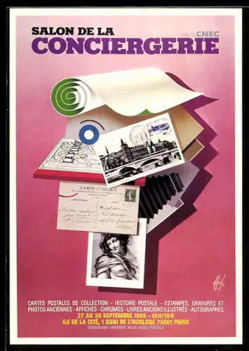 AK Paris, Salon de la Conciergerie 1985, Ile de la Cité, 1 Quai de l`Horloge, Ansichtskartenbörse