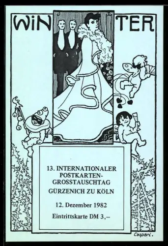 AK 13. Internationaler Postkarten-Grosstauschtag 1982, Gürzenich zu Köln, Frau im Abendkleid