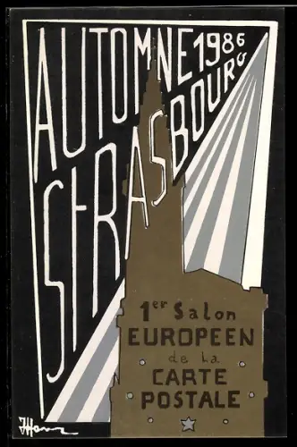 AK Strasbourg, 1er Salon Europeen de la Carte Postale 1986, Ansichtskartenbörse, Strassburger Münster