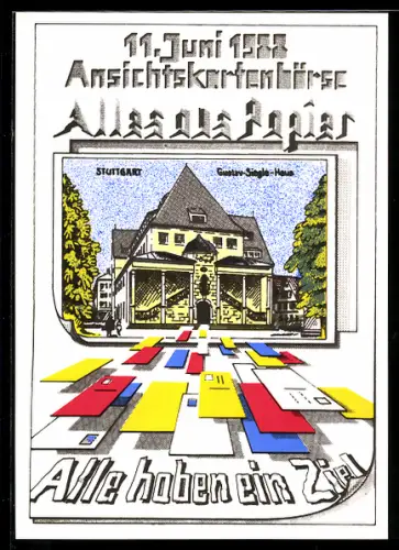 AK Stuttgart, Ansichtskartenbörse und Sammlermarkt 1988 im Gustav-Sigle-Haus