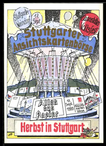 AK Stuttgart, Ansichtskartenbörse und Sammlermarkt 1988 im Gustav-Sigle-Haus
