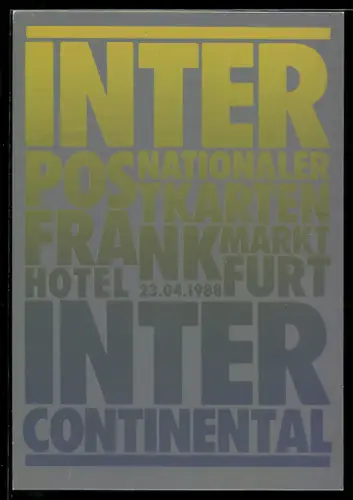 AK Frankfurt, Internationaler Postkartenmarkt 1988, Hotel Intercontinental, Ansichtskartenbörse