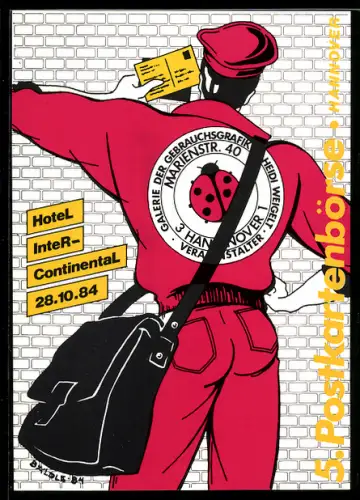 AK Hannover, 5. Postkartenbörse 1984, Hotel Inter-Continental, Briefträger mit Briefen