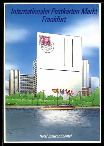 AK Frankfurt, Internationaler Postkarten-Markt, Hotel Intercontinental als Postkarte