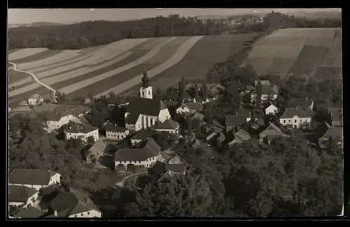AK Weibern, Ortspanorama mit Kirche