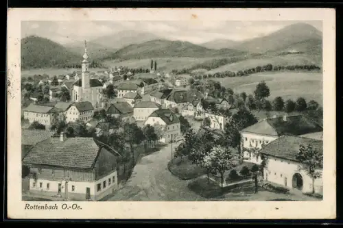 AK Rottenbach /Ob. Öst., Panorama mit Kirche