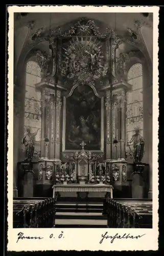 AK Pram /O.Ö., Kircheninnenraum mit Hochaltar
