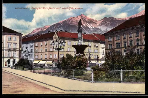 AK Innsbruck, Margarethenplatz mit Rudolfbrunnen