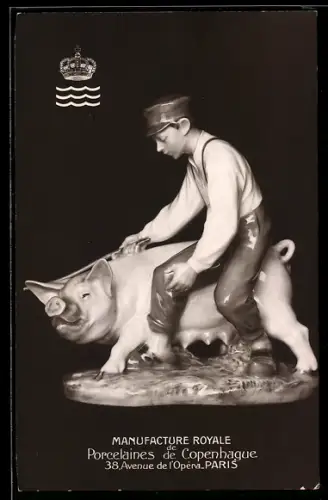 AK Paris, Manufacture Royale de Porcelaines de Copenhague, 38 Avenue de l`Opéra, Schweinehirte
