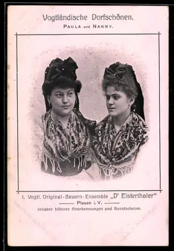AK I. Vogtl. Original Bauern-Ensemble D` Elsthaler, Paula und Nanny