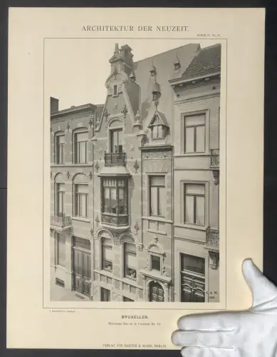 Fotografie Lichtdruck Kanter & Mohr, Berlin, Ansicht Bruxelles, Wohnhaus Rue de la Concorde 43, Arch. J. Brunfaut