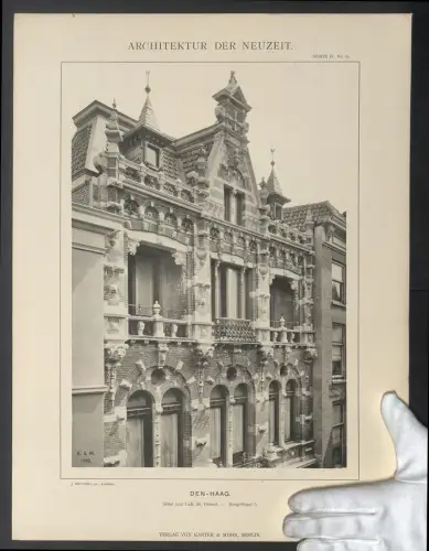 Fotografie Lichtdruck Kanter & Mohr, Berlin, Ansicht Den Haag, Hotel und Café St. Hubert, Hoog-Straat 5, 49 x 37cm