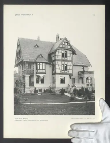 Fotografie Lichtdruck Friedr. Wolfrum, Wien, Ansicht Erfurt, Landhaus in der Dorotheenstrasse 10, Gartenseite, 45 x 34cm