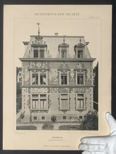 Fotografie Lichtdruck Kanter & Mohr, Berlin, Ansicht Karlsruhe, Wohnhaus in der Jahn-Strasse 14, Arch. Otto Warth