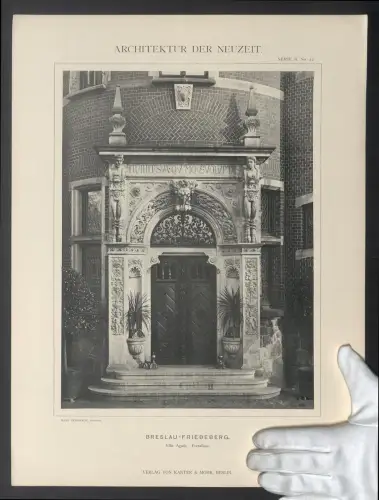 Fotografie Lichtdruck Kanter & Mohr, Berlin, Ansicht Breslau, Friebeberg, Villa Agath, Portalbau, Arch. Hans Grisebach