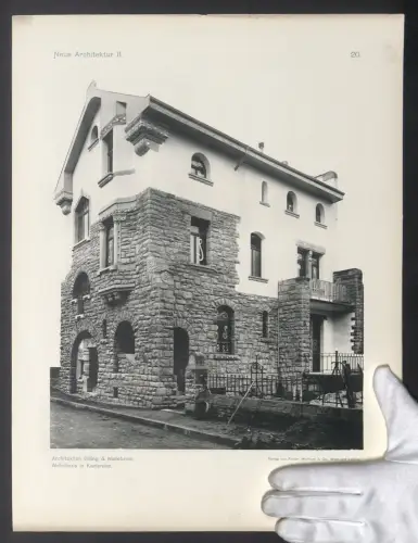 Fotografie Lichtdruck, Friedr. Wolfrum, Wien, Ansicht Karlsruhe, Wohnhaus von Architekten Billing & Mallebrein