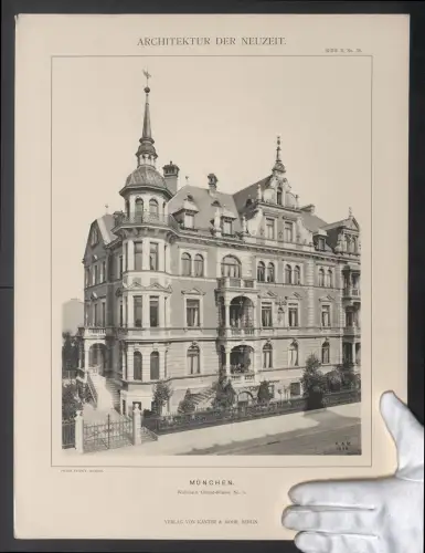 Fotografie Lichtdruck Kanter & Mohr, Berlin, Ansicht München, Wohnhaus in der Uhland-Strasse 6, Arch. Peter Fitzky