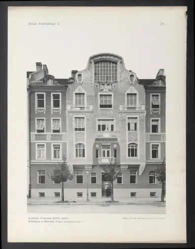 Fotografie Lichtdruck Friedr. Wolfrum & Co., Wien, Ansicht München, Wohnhaus, Franz Josephstrasse 7, Martin Dülfer