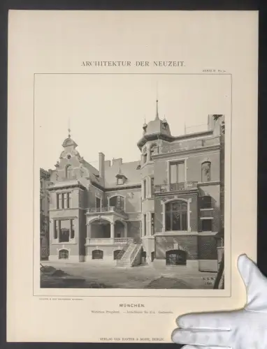 Fotografie Lichtdruck Kanter & Mohr, Berlin, Ansicht München, Wohnhaus Pringsheim, Arcis-Strasse 31a, Gartenseite