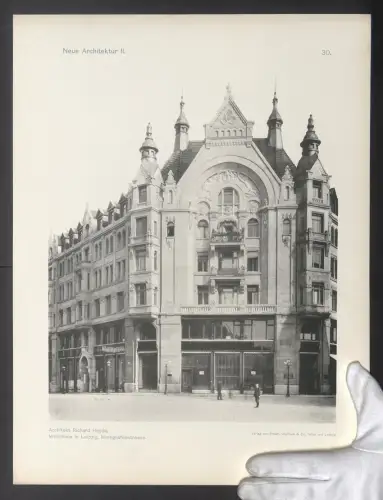 Fotografie Lichtdruck Friedr. Wolfrum & Co., Wien, Ansicht Leipzig, Wohnhaus in der Markgrafenstrasse, Richard Heyde